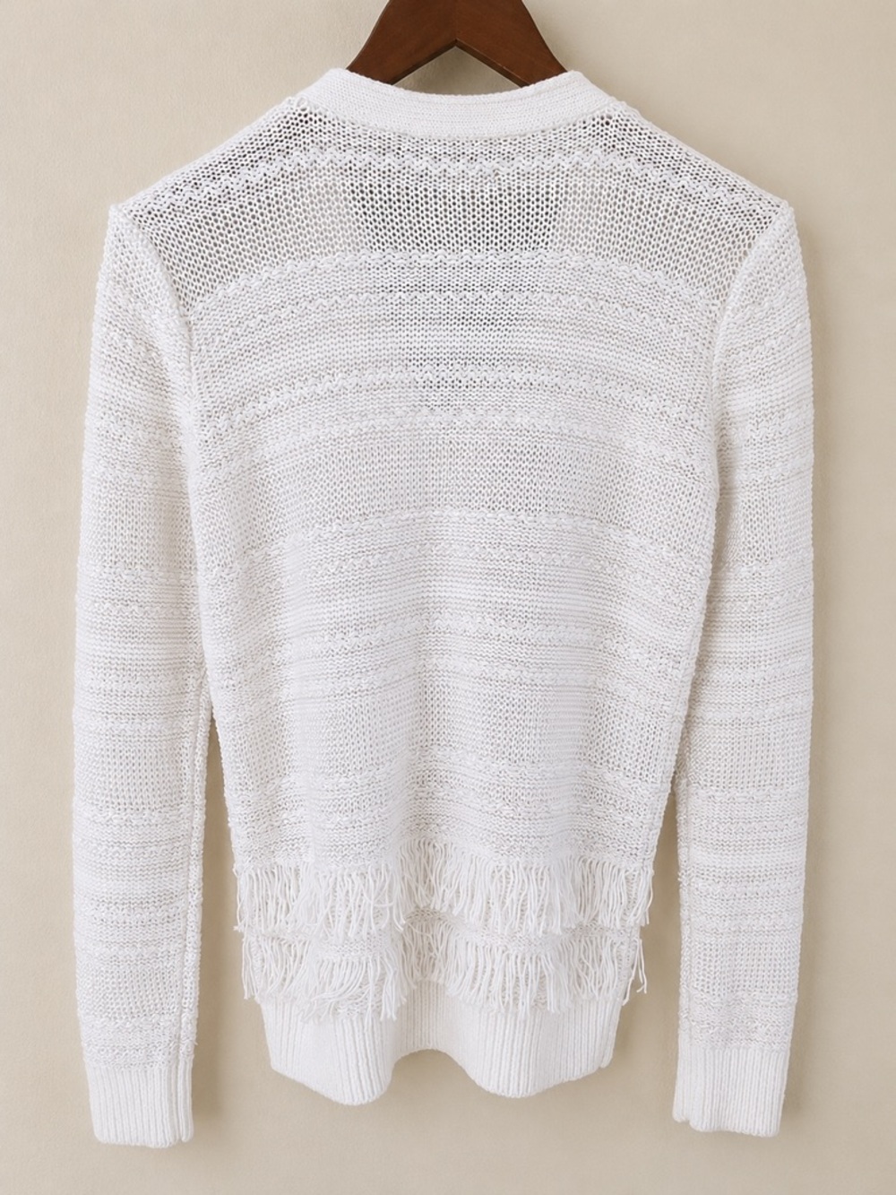 Ralph Lauren Linen Blend Fringe Cardigan Sweater White Coastal Preppy Size Small - Picture 3 of 6